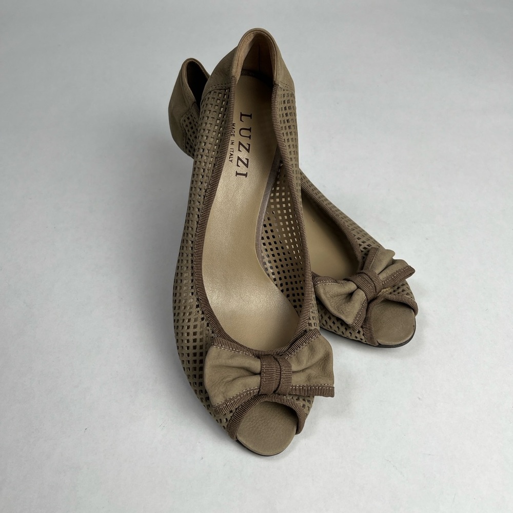 Luzzi Open-toe Beige/Slate Heeled Pumps